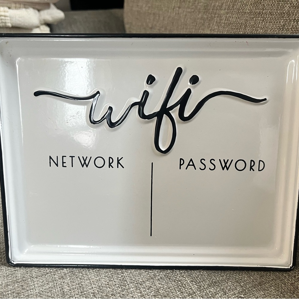 White and Black WiFi Password Sign